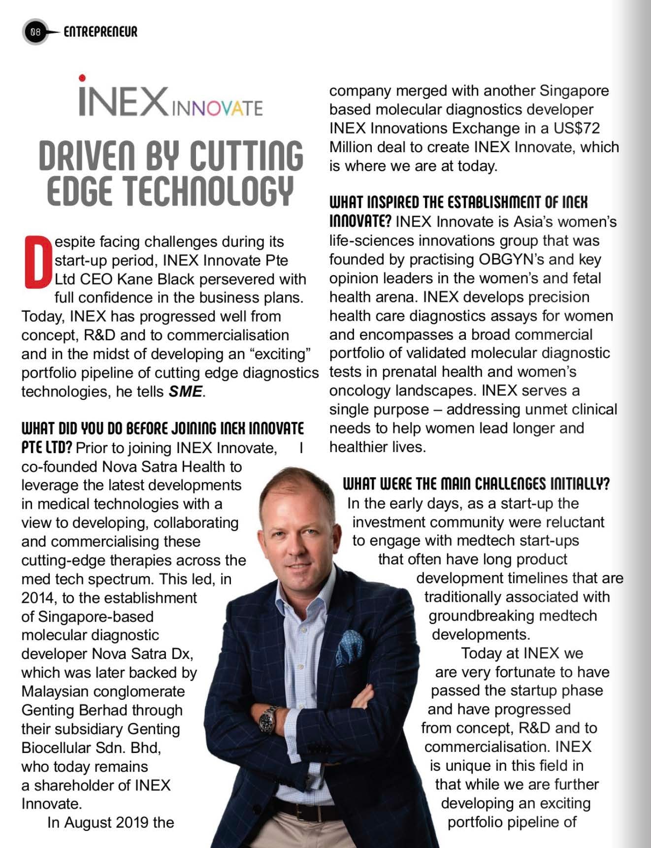 SME Magazine Profiles Kane Black and INEX Innovate